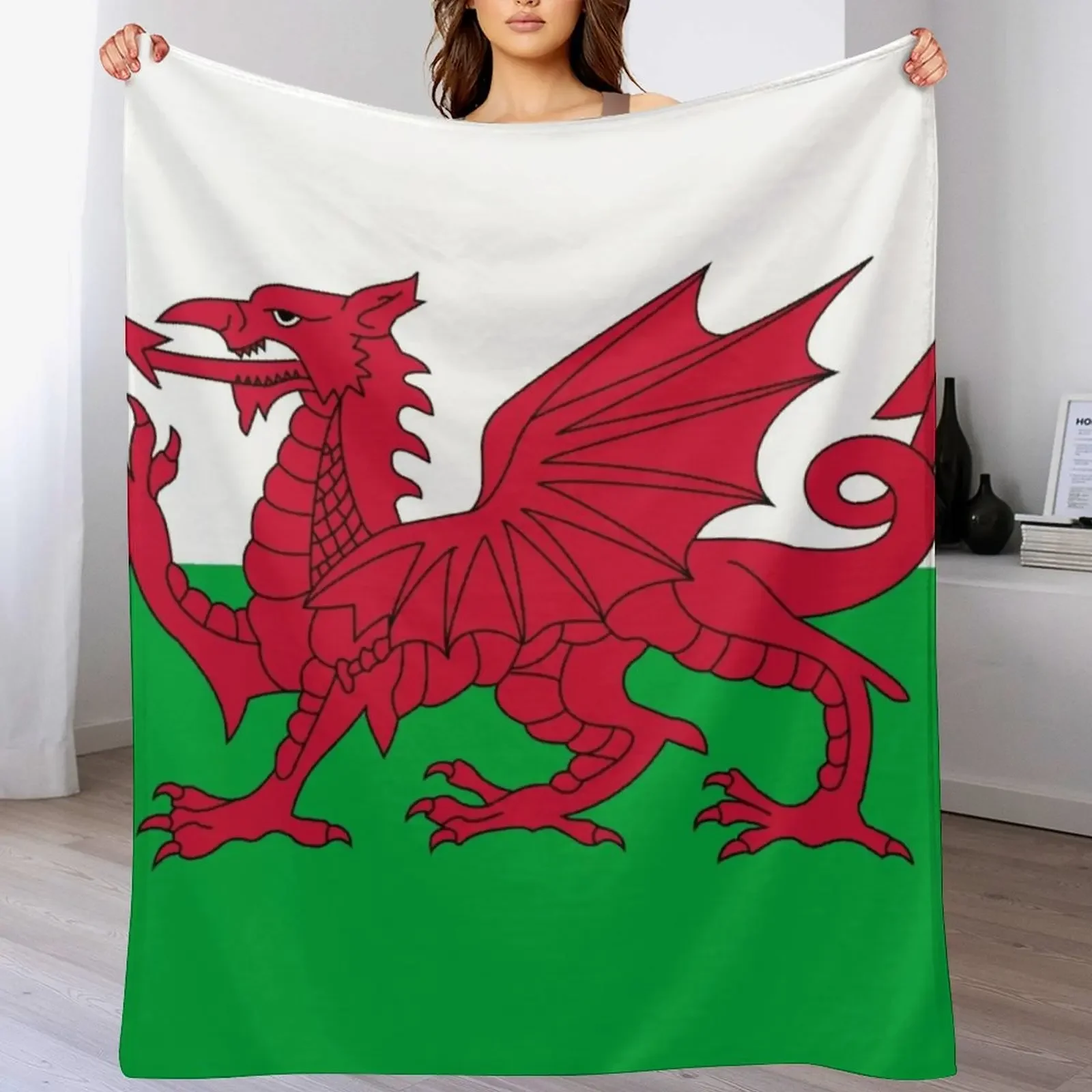 

Wales Flag Throw Blanket Anti Shedding Soft Fuzzy Blanket for Home