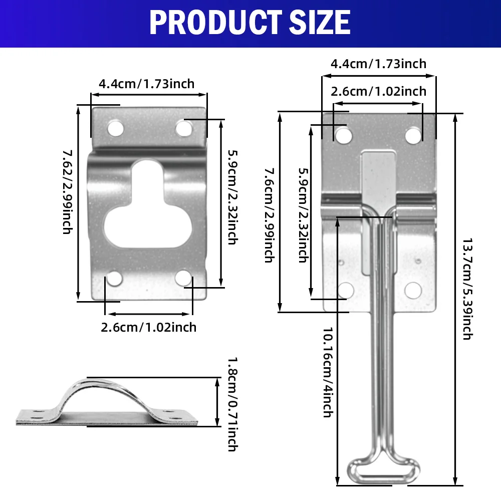 Suitable For Truck Rear Doors Utility Carriages Refrigerated Vehicles 1PC T Style Door Catch Latch Lock Set Carbon Steel Silver