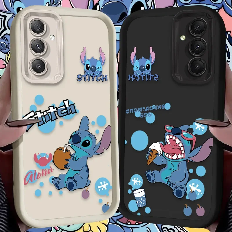 Case for Samsung Galaxy S25 S24 S23 Ultra S22 S21 Plus FE 5G A54 A34 A14 A73 A53 A33 5G Luxury Disney Stitch Ice Cream Printing