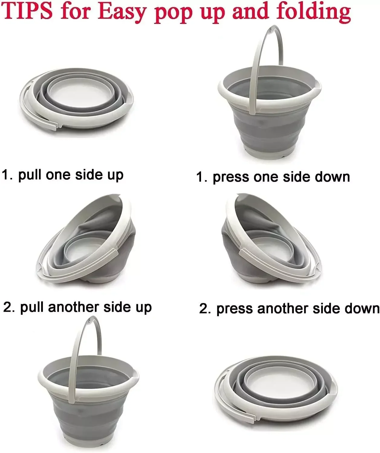 10L Collapsible Silicone Bucket with Water Filling Funnel Portable Toilet Flush Filler Folding Water Container Motorhome Caravan