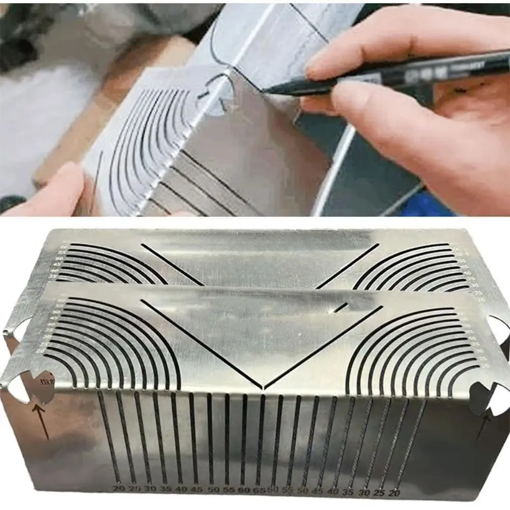 Stainless Steel Square Tube Folding Ruler Metal Marking Smooth Arcs Four-sided Ruler Versatility Precise 90-degree Angles