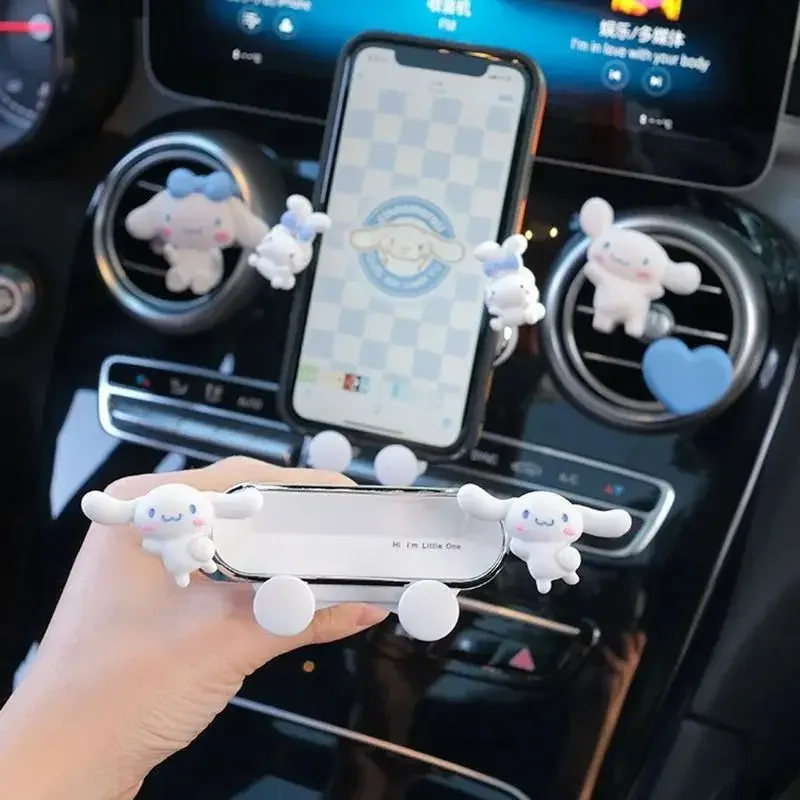 Sanrio Cinnamoroll Lovely Creative Car Phone Holder Anime Car Air Outlet Mobile Navigation Gravity Support Bracket Accessories