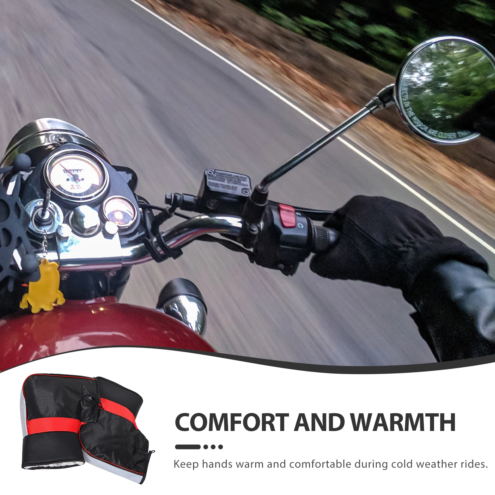 1 ペア電動自転車ハンドルバーカバー肥厚防風暖かい冬用手袋スクーター手の保護反射ストリップ