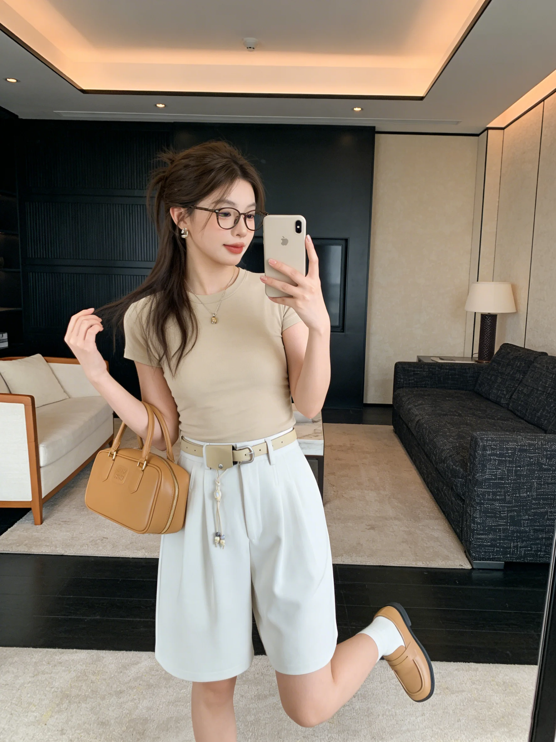 

Шорты с высокой талией и широкими штанинами для женщин, летние, свободные, повседневные, в стиле костюмных брюк, маленький размер, простые, универсальные, для ежедневных поездок на работу