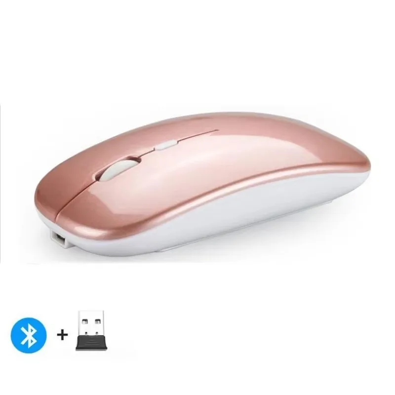 Oplaadbare draadloze muis Bluetooth-compatibele 2,4 GHz dubbele modi computermuizen met nano-ontvanger voor pc-laptop Macbook