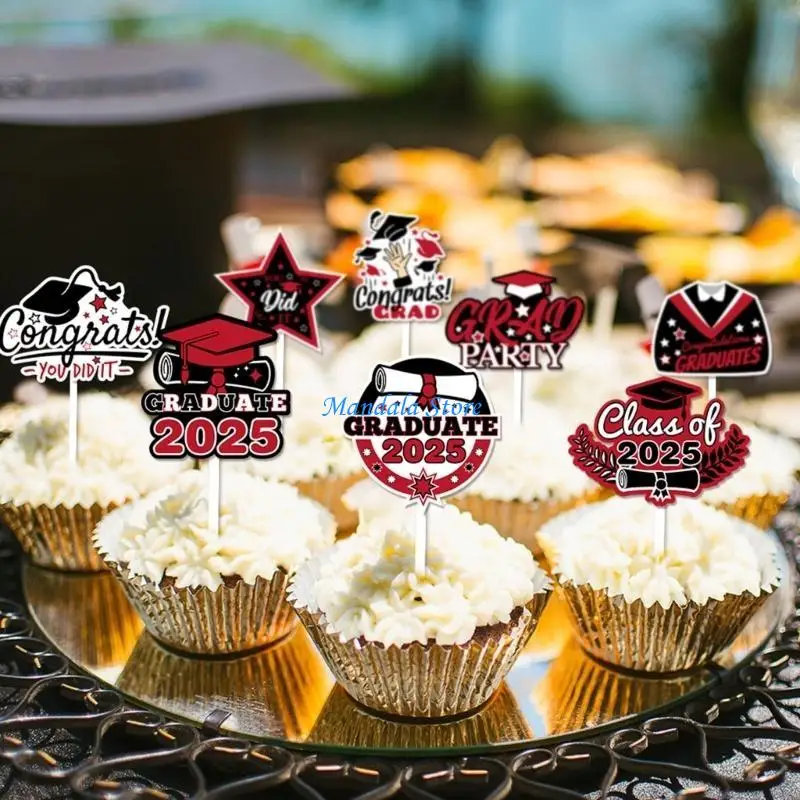 

U2JC Graduation Cake Picks Cake Accessories Paper Texture for Party Celebration