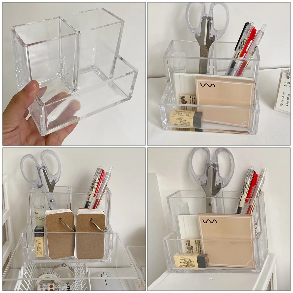 

Acrylic Desktop Organizer Large Capacity Pen Pencil Storage Box For Office School Home Multi-Functional Stationery Storage Box