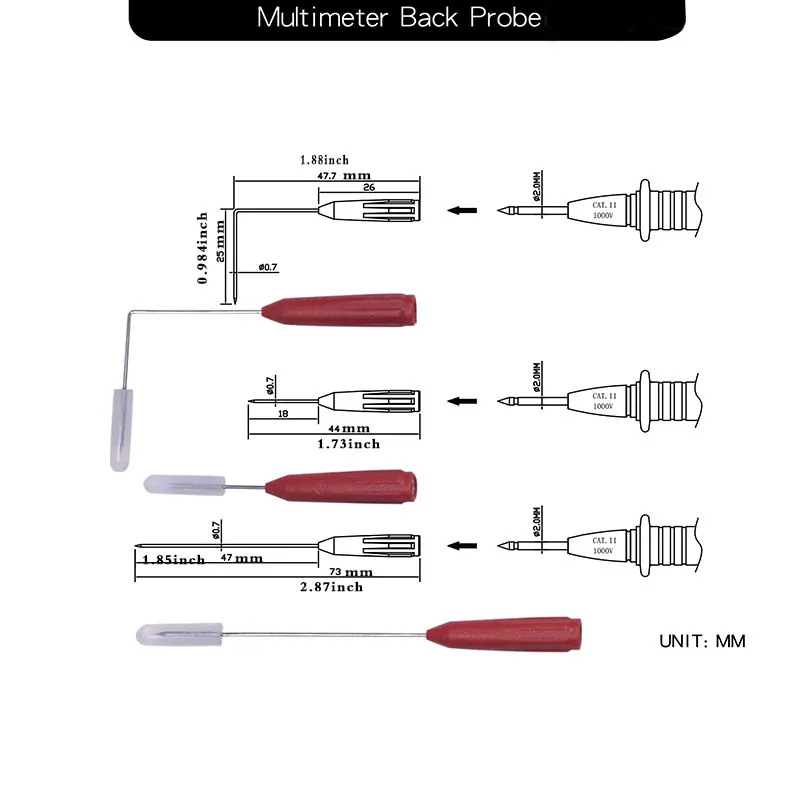 Back Probe Instrument Parts Accessories Test Probe Multimeter 2Mm Interface Very Diameter 0.7mm Fine Tester Puncture Puncture