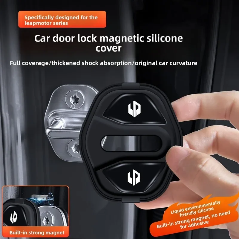 For All Global Leapmotor T03 C10 C11 C01 S01 C07 2nd Gen Magnetic Door Lock Silicone Cover Shock Absorb Anti-Rust Car Parts