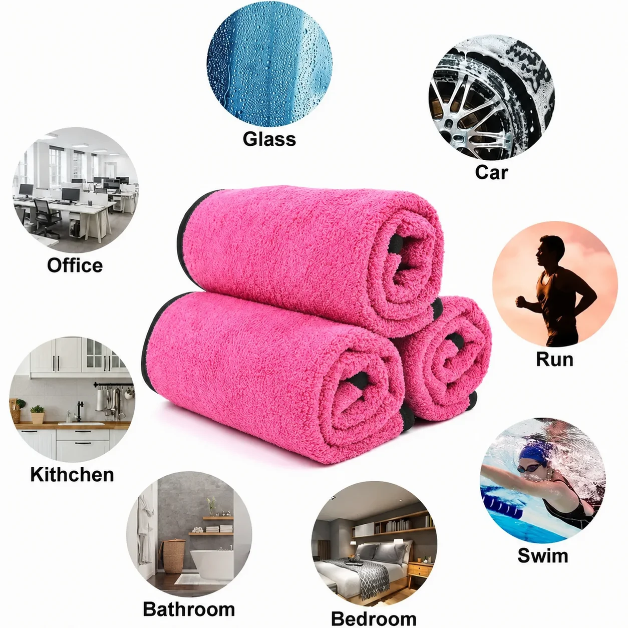 Thickened Coral Fleece Car Wash Towel Double Sided Microfiber Cleaning Cloth Scratch Free Absorbent Kitchen Rag Auto Detailing T