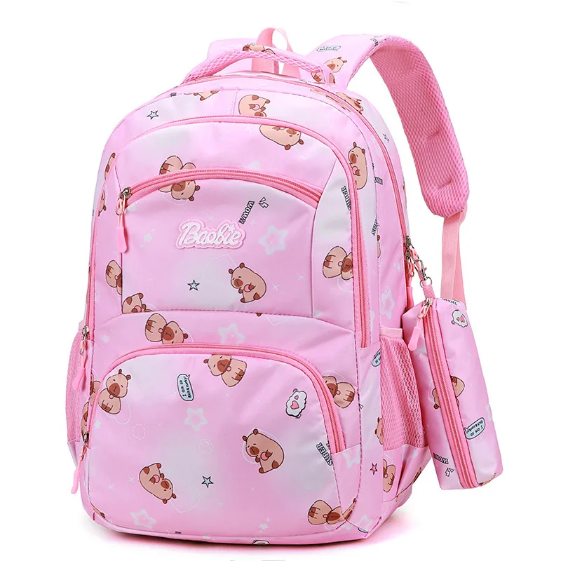 Elementary School Middle School Pencil Case Backpack For Girls High School Backpack Capybara Student Double Shoudler Bags