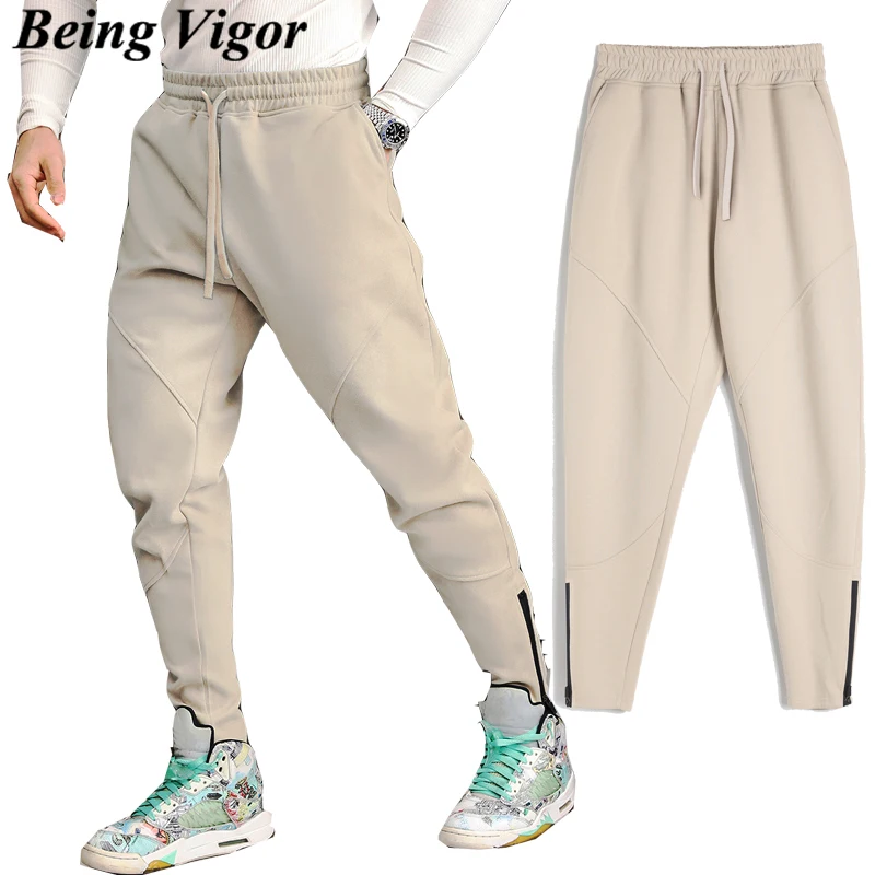 

Being Vigor Full Polyester Sweat Pants Leisure Joggers Winter Cargo Pants Zipper Sport Pants Long Trousers pantalones hombre