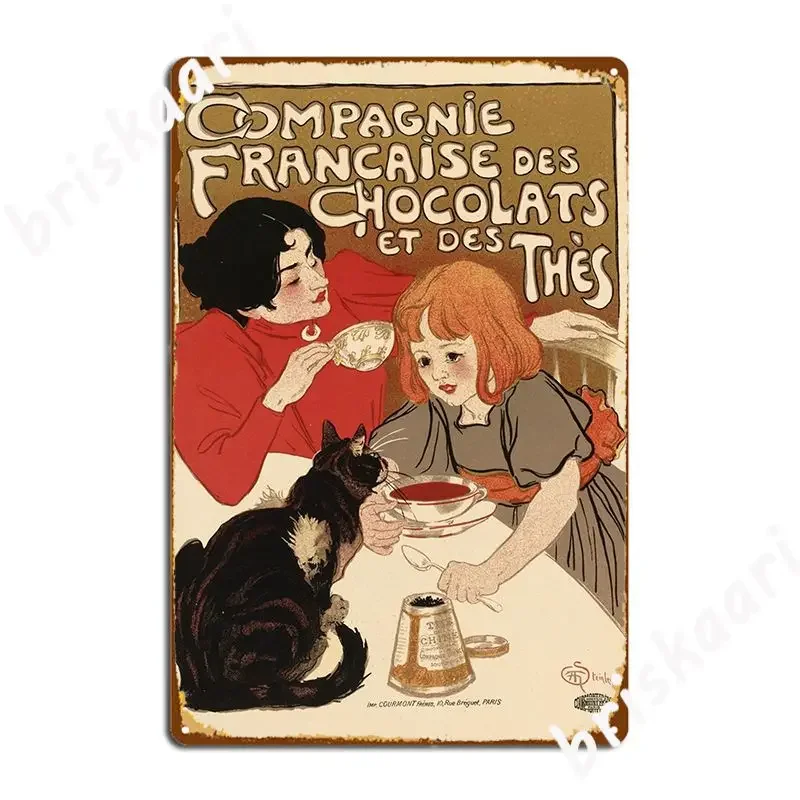 Compagnie Francaise Des Chocolats Et Des علامة معدنية للحفلات جدار ديكور جدار حانة شخصية تين تسجيل ملصق