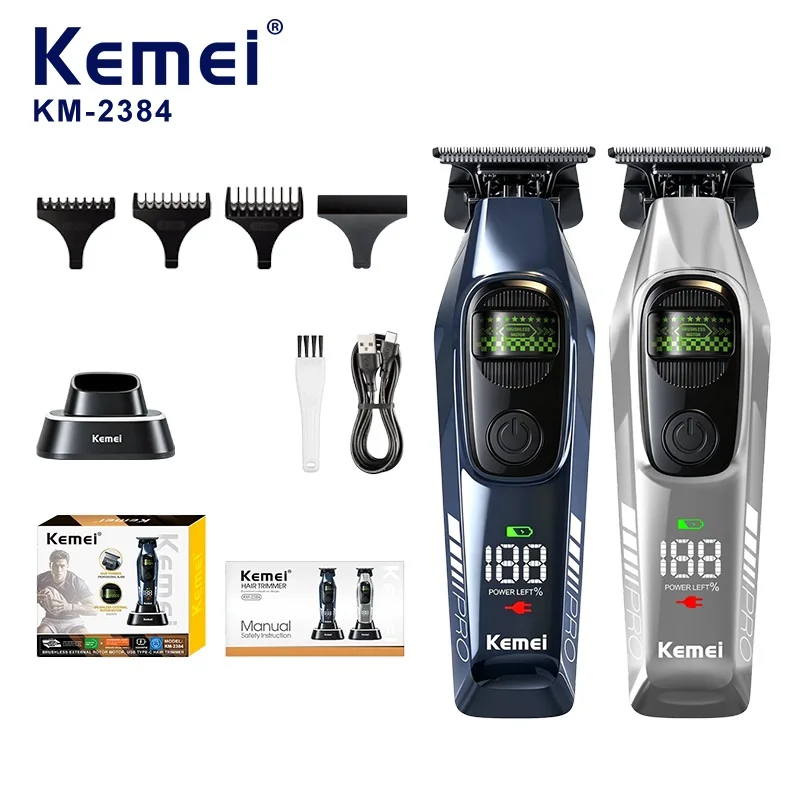 kemei-km-2384-men's-hair-cutter-brushless-8000rpm-motor-powerful-2500mah-charging-dock-quality-salon-beard-trimmer-ce-supplier