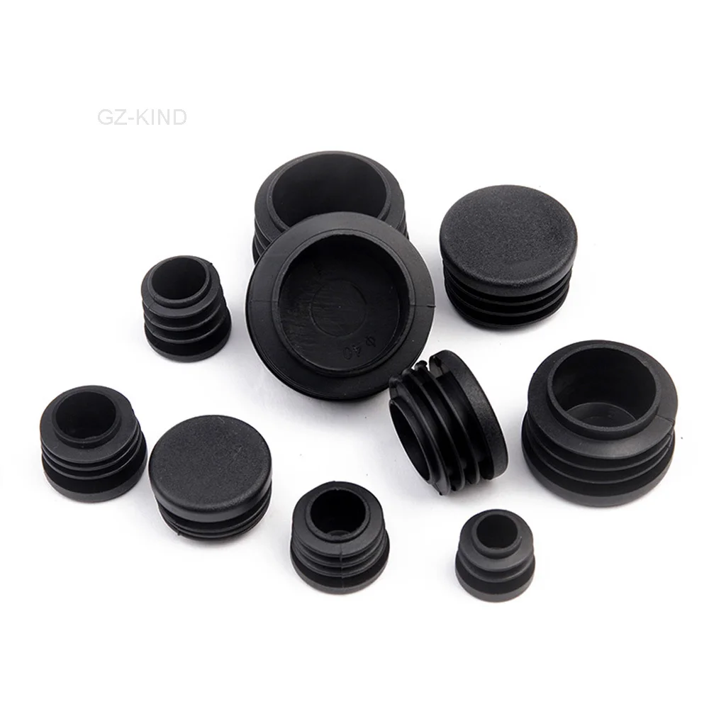 4 pcs Round Plastic Black Caps Pipe Caps Tubular Inserts Bung Plug 12/14/16/19/20/25/28/30/32/35/40/42/45/48/50mm