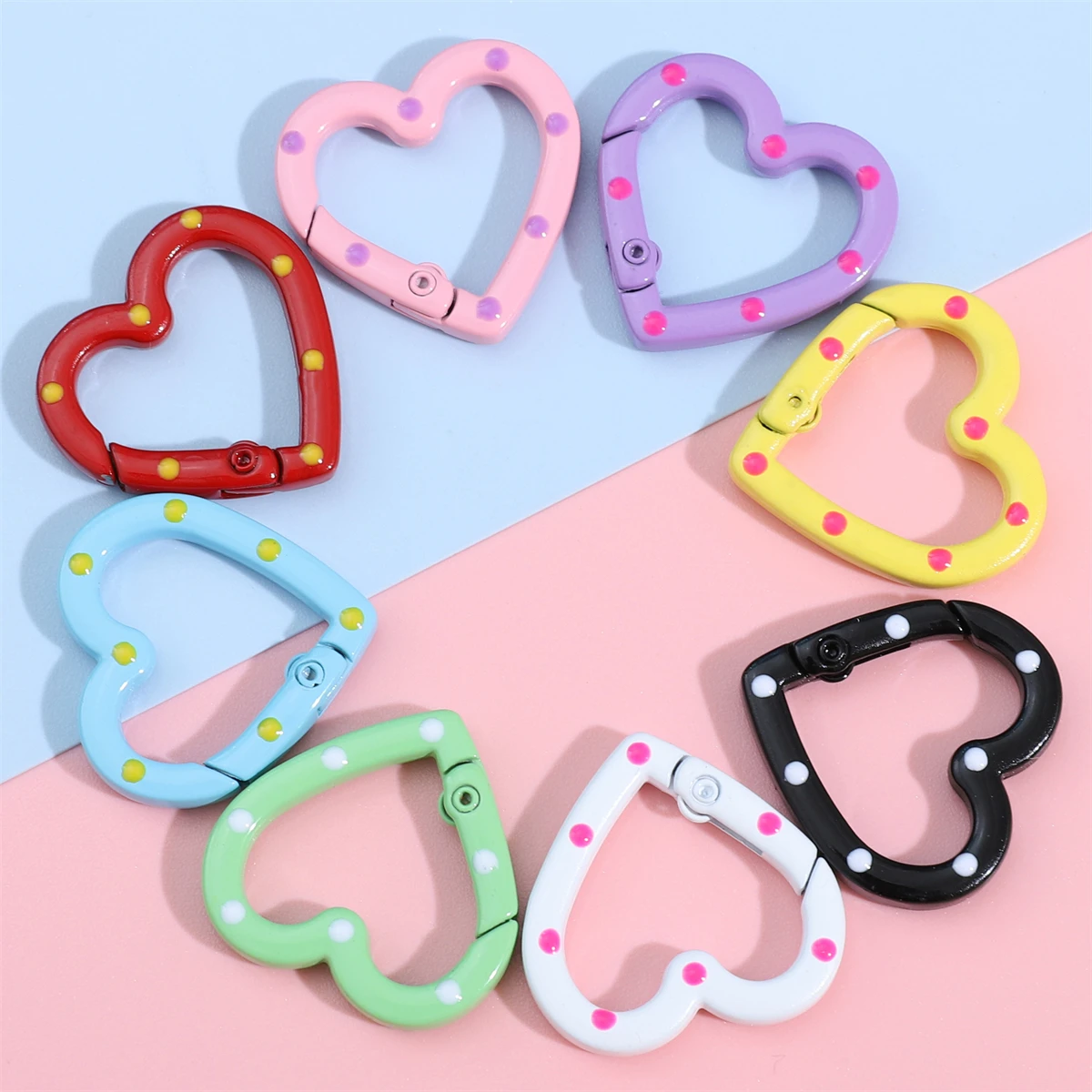 1pc Metal Heart Ring Spring Clasp Carabiner 25mm Keychain Clips Hook Dog Chain Diy Jewelry Buckle Connector Supplies