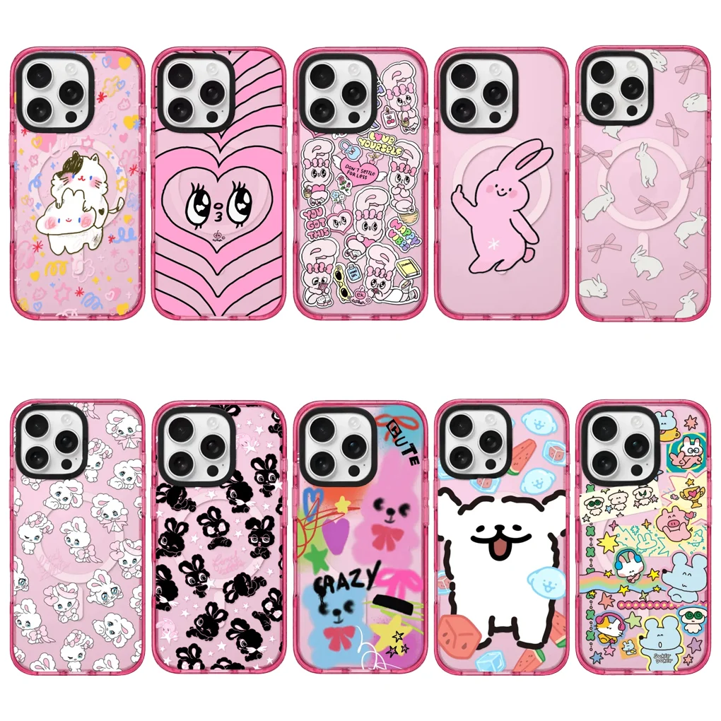 

Cartoon Rabbit Pink Star Border IPhone 14 15 16 Pro Max Case - Protective IPhone Case
