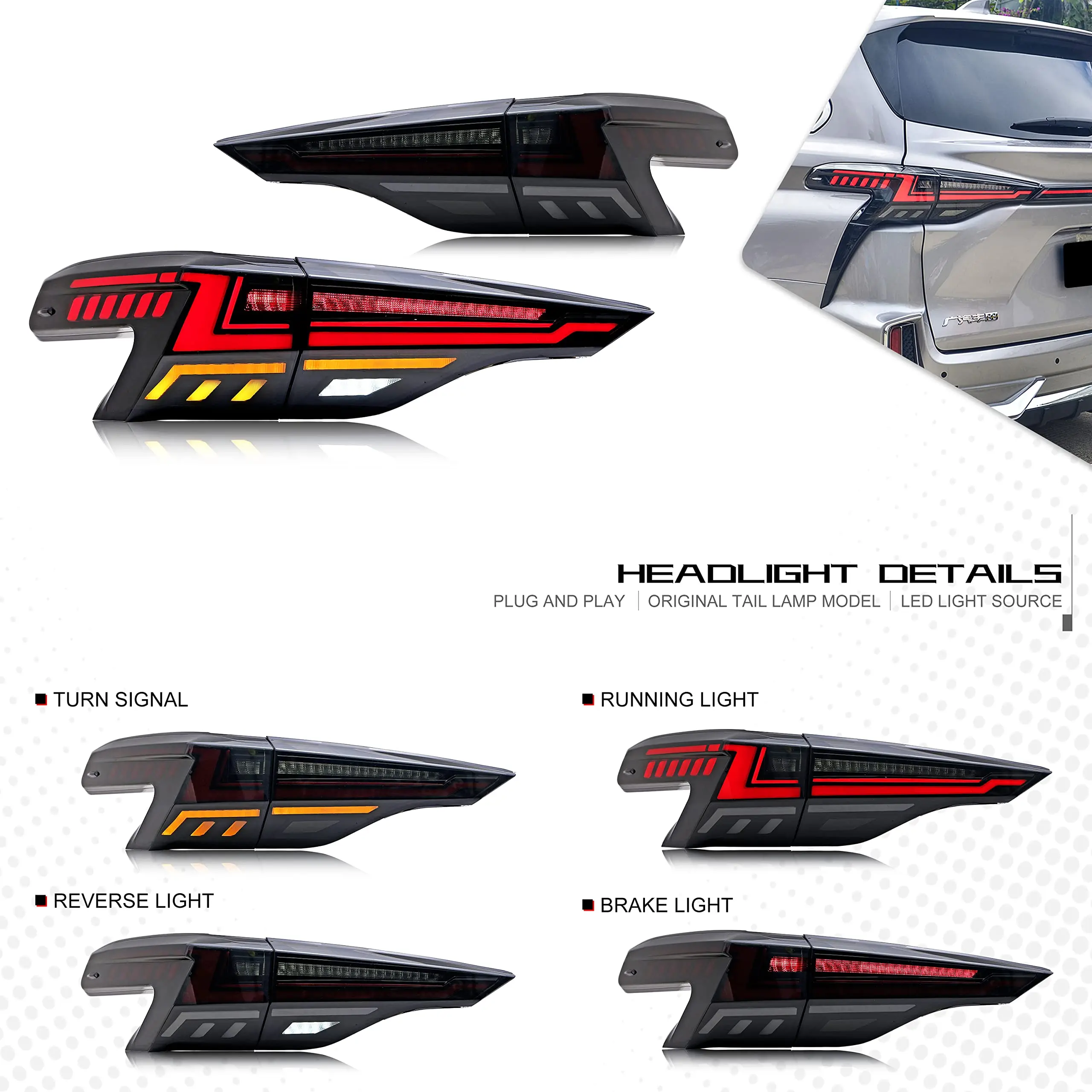 LED Tail Lights & Middle Lamp For Toyota Sienna 2021 2022 2023 With The Start Up Animation Sequential Turn Signal