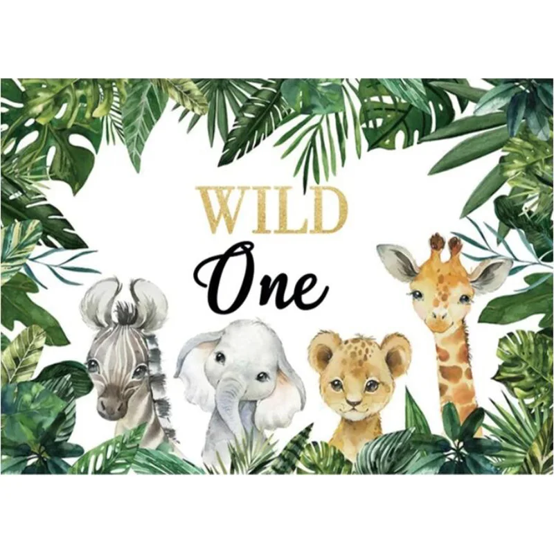 Фон с зелеными листьями для вечеринки в честь Дня рождения детский фон для фотосъемки торт стол фотостудия реквизит