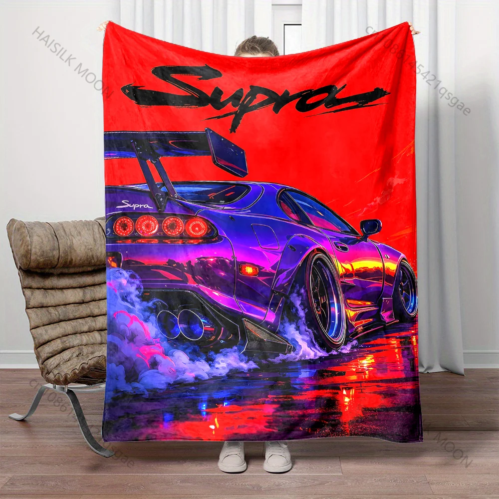 Sports car smoke red background Print Adult Children Warm Blankets Home Travel Car Soft Comfortable Suitable for all seasons 5