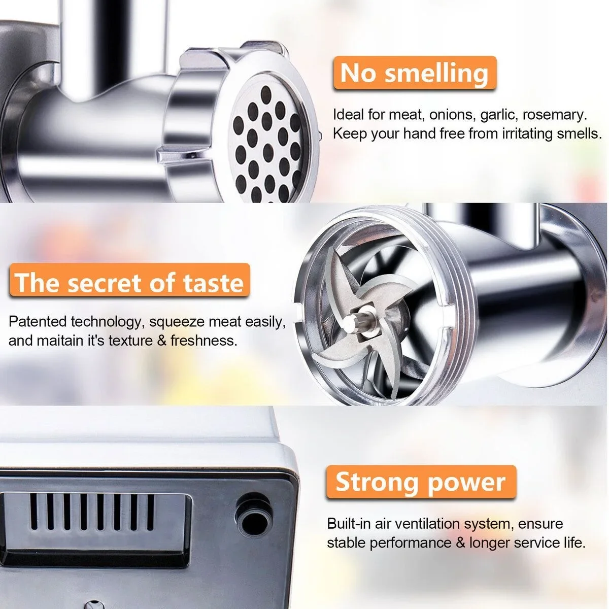1000W Stainless Steel Electric Meat Grinder Multifunctional Home Sausage Stuffer Meat Mincer Vegetable Cutter Food Processor view 4