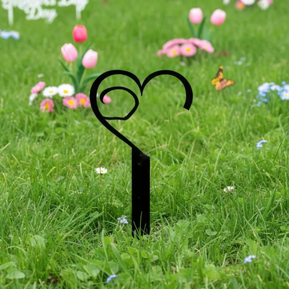 Dad Tribute Garden Stake Acrylic Heart Red Rose Grave Marker Cemetery Outdoor Decoration Funeral Commemorative Sign Decor