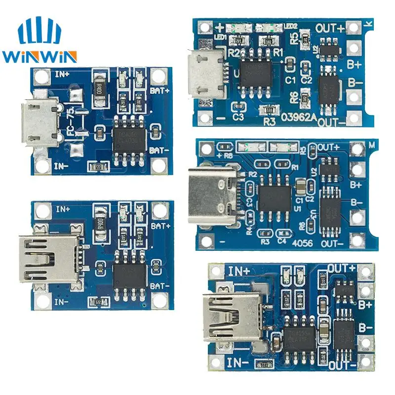 10 stücke micro usb 5v 1a 18650 tp4056 lithium batterie ladegerät modul lade karte mit schutz dual funktionen 1a li-ion