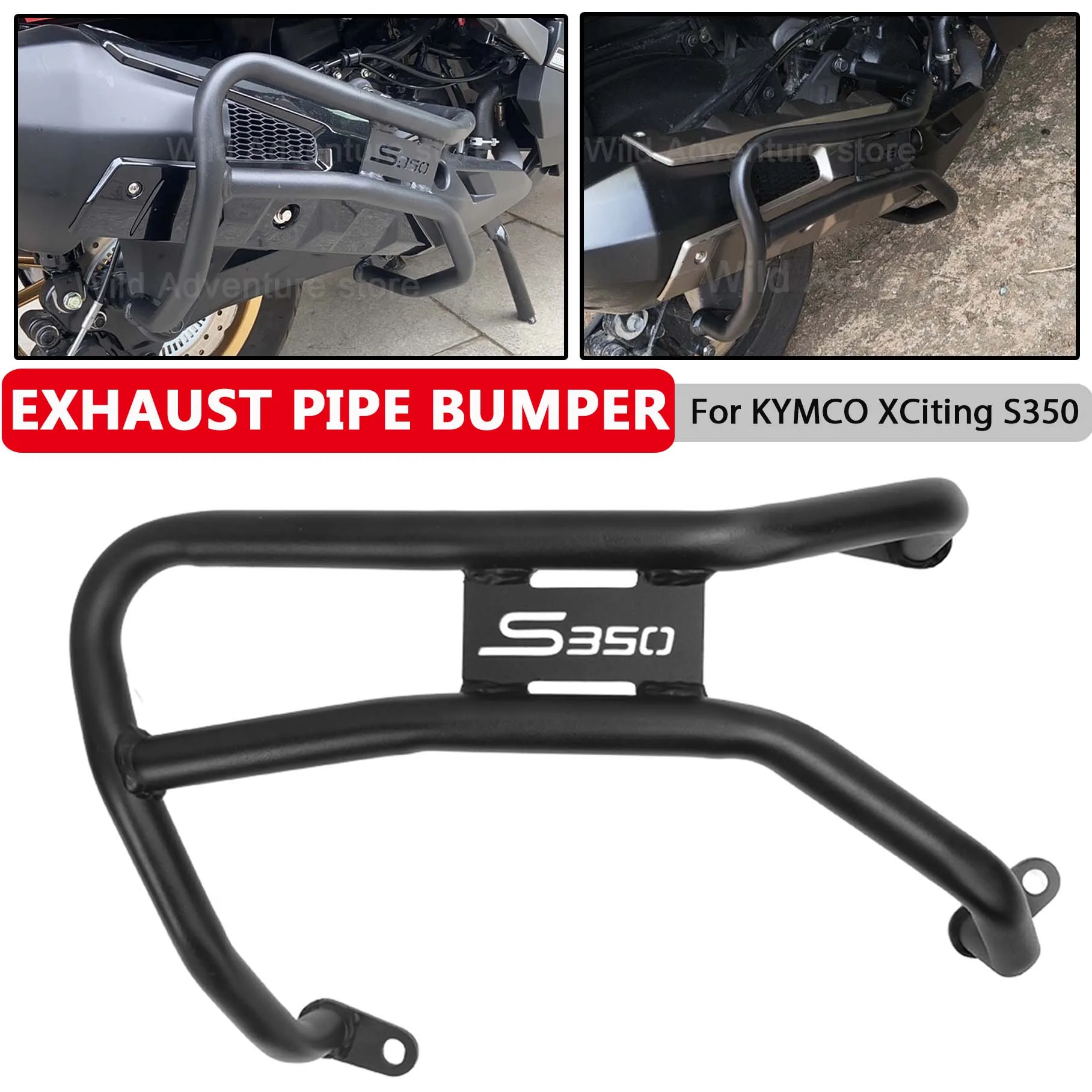

Muffler Cover Guard Exhaust Pipe Protector For KYMCO XCiting S350 S 350 2023 Falling Protection Bumper Bar Crash Barrier Bumper