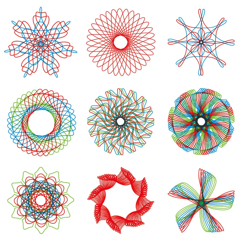 Geometria spirograph desenho estênceis conjunto modelo de pintura arte artesanato criativo crianças brinquedo educativo variedade de flores régua