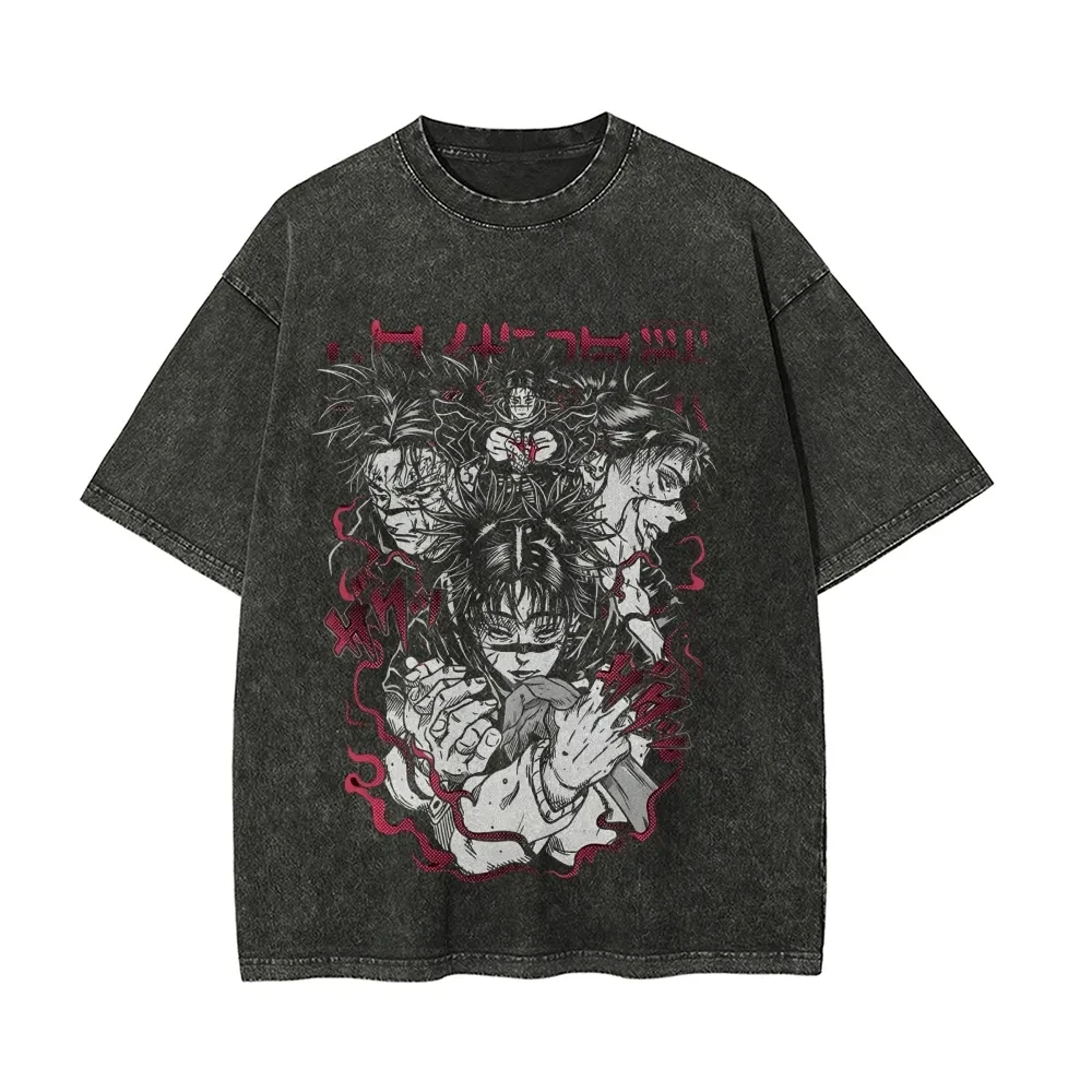 Choso Blood T-Shirt Jujutsu Kaisen Vintage Washed Oversized Retro Anime Harajuku Streetwear Blutmanipulation Manga Herren Oberteile