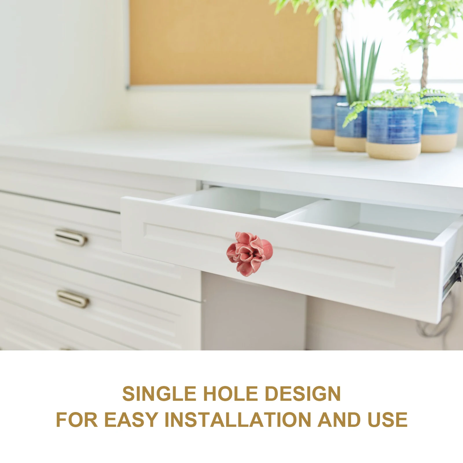 

2Pcs Ceramic Cabinet Knob Rose Style Single Hole Drawer Pull Vintage Flower Decorative Handle Cabinet Knob Ceramic Handle