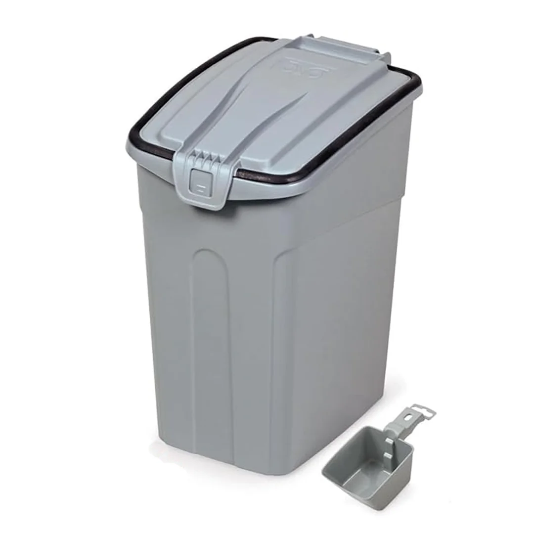 Contenedor de Comida para Mascotas Caja de Alimentos Pienso Tapa Abatible Hermética con Pala para Perros y Gatos