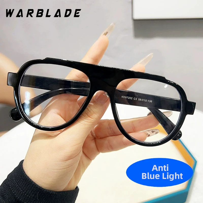 

Retro Brand Punk Luxury Big Oval Frame Anti-Blue Light Eyewear Women Men Computer Work Optical Protection Glasses Lentes Unisex