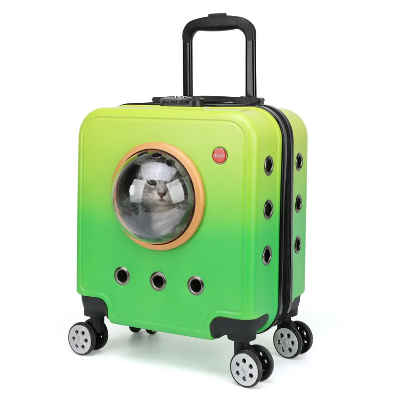

Large Space Cat Carrier Trolley Bag Breathable Airline Approved Pet Travel Cage with Wheels for Outdoor Use