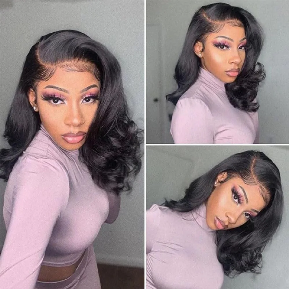 

Wigs Human Hair Pre Plucked Body Wave Bob Wig Wear and Go Lace Front Human Hair Wigs for Black Women Ready to Wear for Beginners