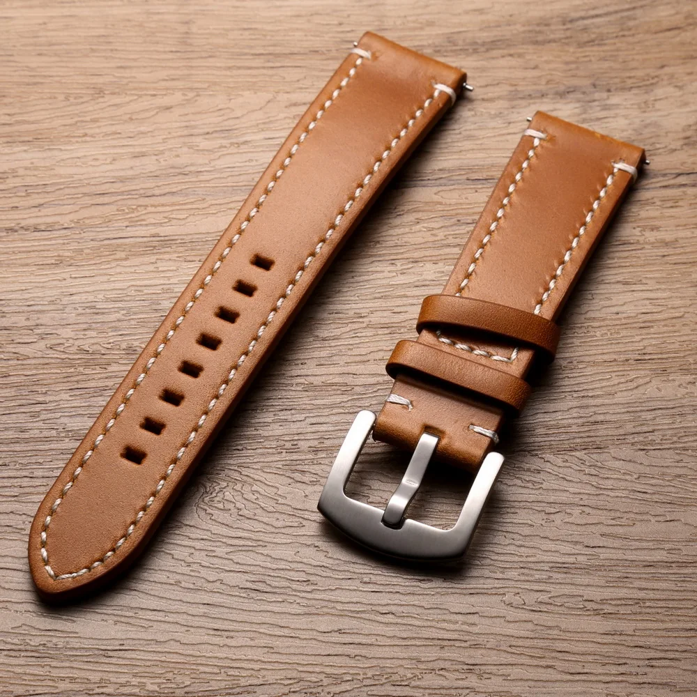 Genuine Leather Watch Bands Quick Release  Vintage Handmade Leather Watch Strap For Men 22mm20mm