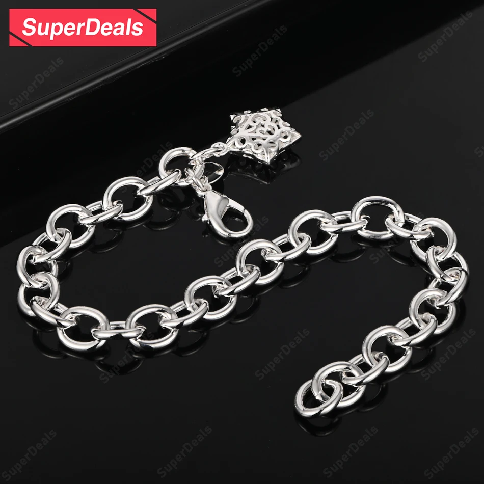 

SuperDeals Star Pendant Necklace 925 Sterling Silver Hollow Bracelet Women Wedding Banquet Party Gift Fashion Trend Jewelry