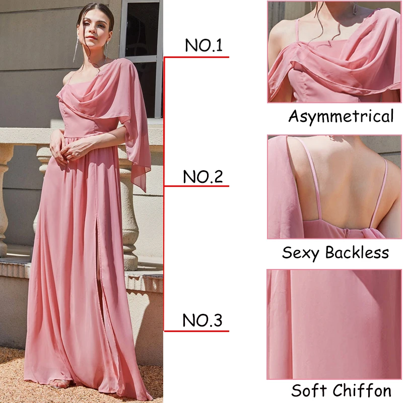 Elegant Chiffon Evening Dress Long Luxury 2024 Women Swing Collar Beach Dress Formal Wedding Party Bridesmaid Prom Gowns