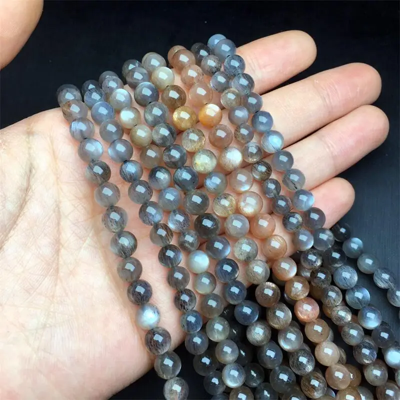 6MM Natural Black Gold Skeletal Quartz Triple Circle Bracelet Women Men Cool Chakra Bead Reiki Energy Stretch Wrist Jewelry Gift