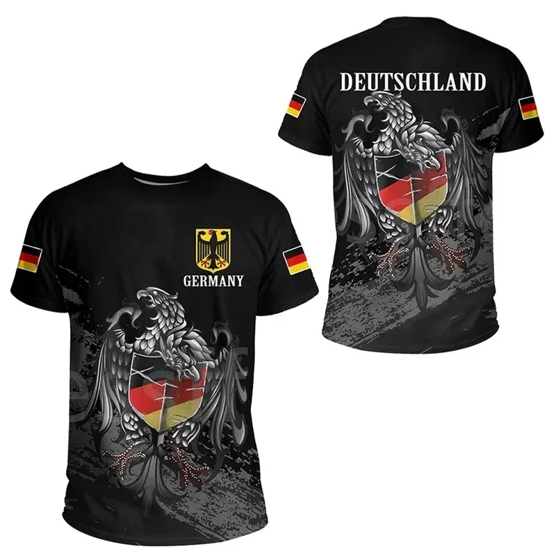 Summer New Men\'s T Shirt 3d Germany Flag Print Round Neck Short Sleeve Street Fashion Pullover Summer Men\'s Handsome Clothing