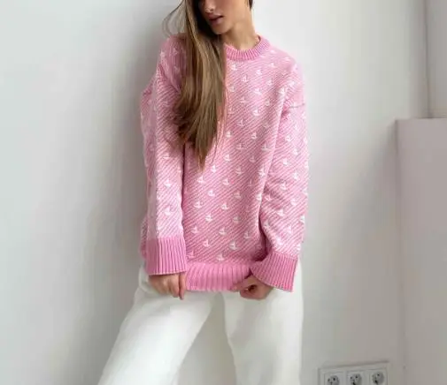 Round Neck Sailboat Sweater 2025 Winter New Style Temperament Commuting Versatile Loose Knit Pullover Sweater