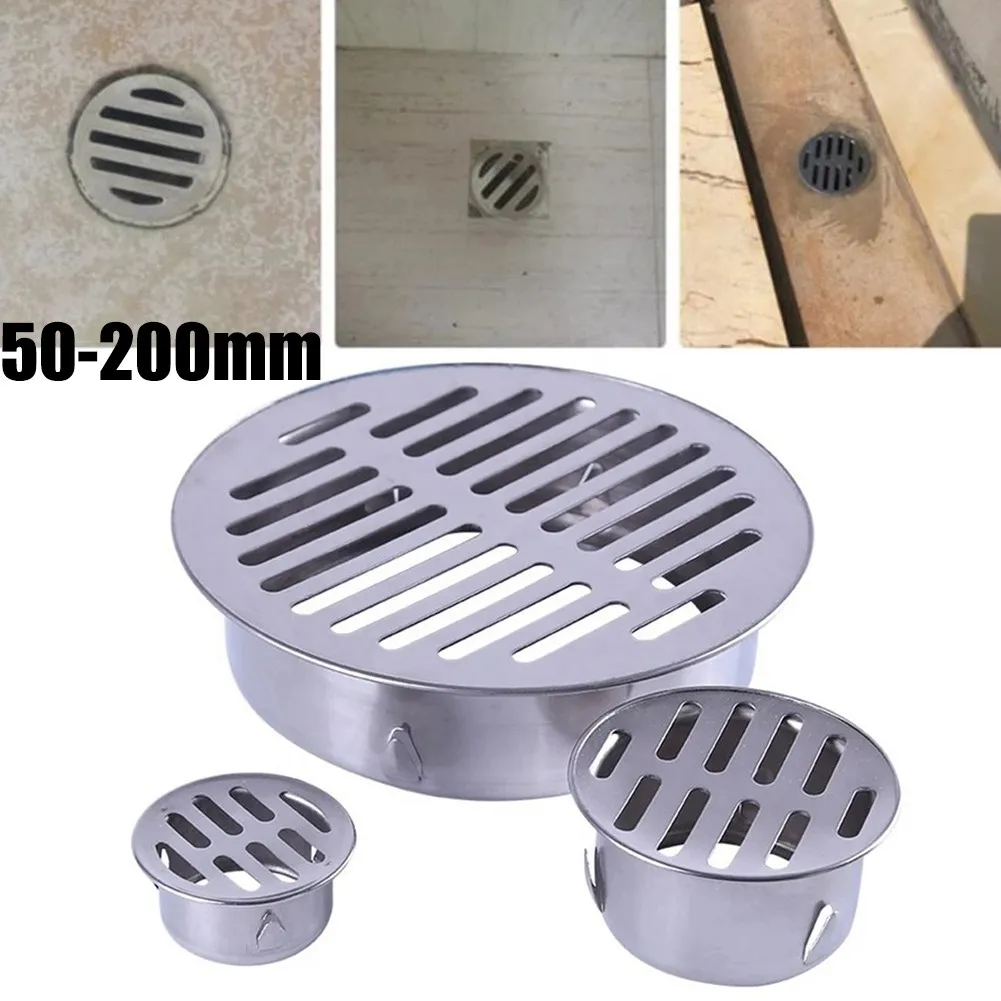 50-200mm Floor Drain Stainless Steel Balcony Drainage Roof Round Floor Drain Cover Rain Pipe Cap Bathroom Sink Strainer