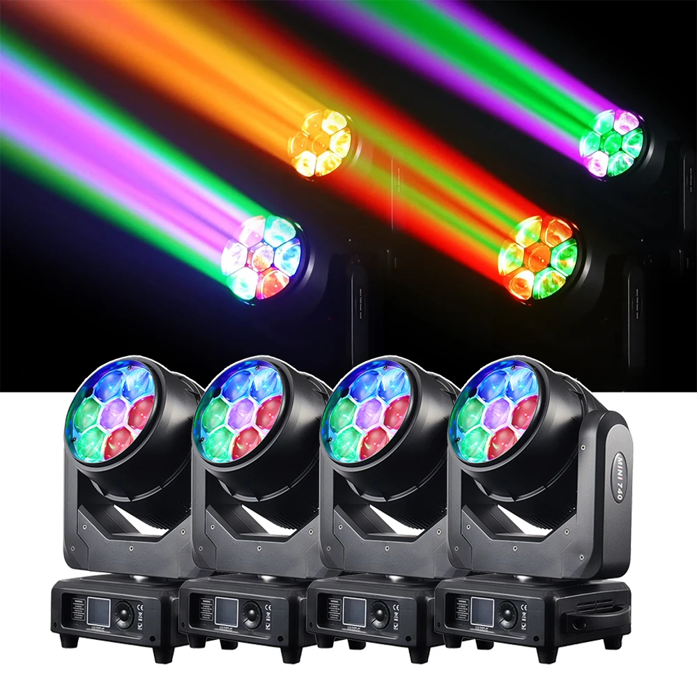 20Pcs 350w RGBW 4in1 Zoom Bee‑Eye Moving Head Light 7×40W 5.5°‑60° Zoom DMX512 Sound Activated Stage Light for DJ Disco Bar Show