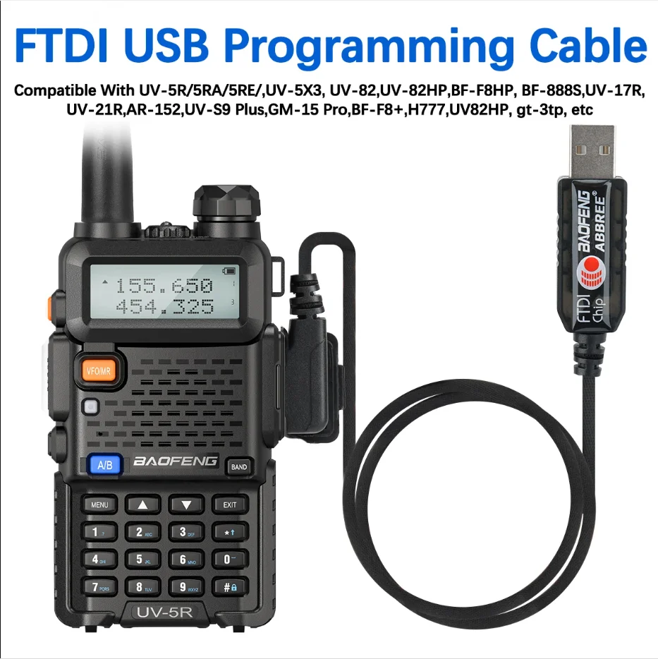 كابل برمجة USB لـ Baofeng Intercom UV 82/5R/10R/S9PLUS/13Pro/16Pro/17Pro/21 Pro BF-888S Quansheng UV-K5/K6/5R Plus