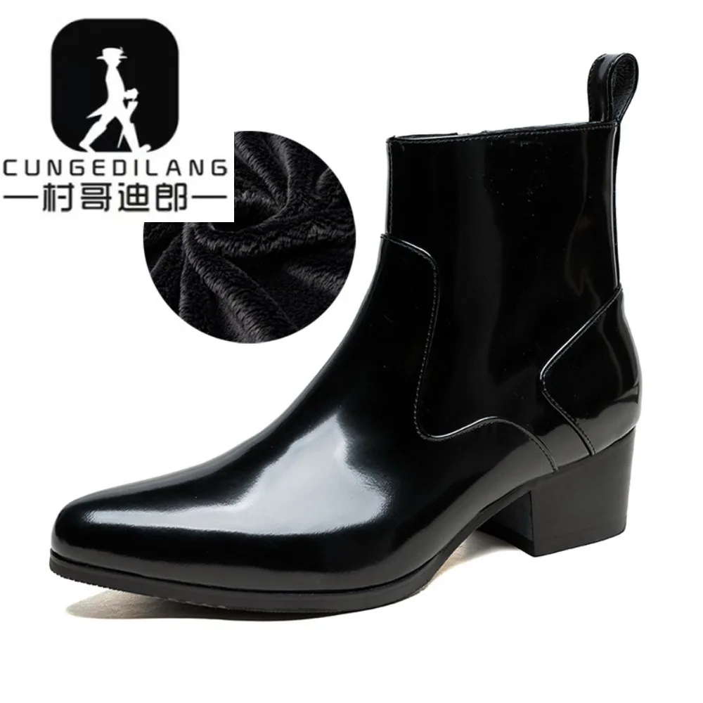 Men's Boots Fashion Designer Chelsea Boots Luxury High Quality Men Cowboy Boots Black Zip Wedding Office Dress Shoes Male