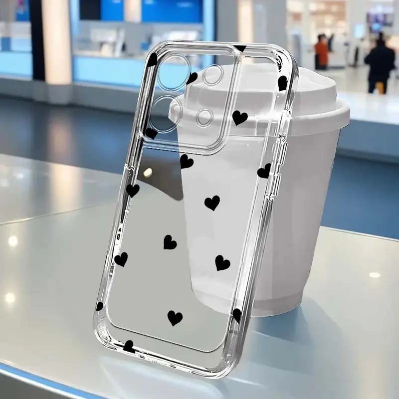 

Luxury Small Heart Love For Xiaomi Redmi Note 15 14 13 12R 12 11E 9 9T 8 8T Pro Plus 5G Transparent Soft Phone Case