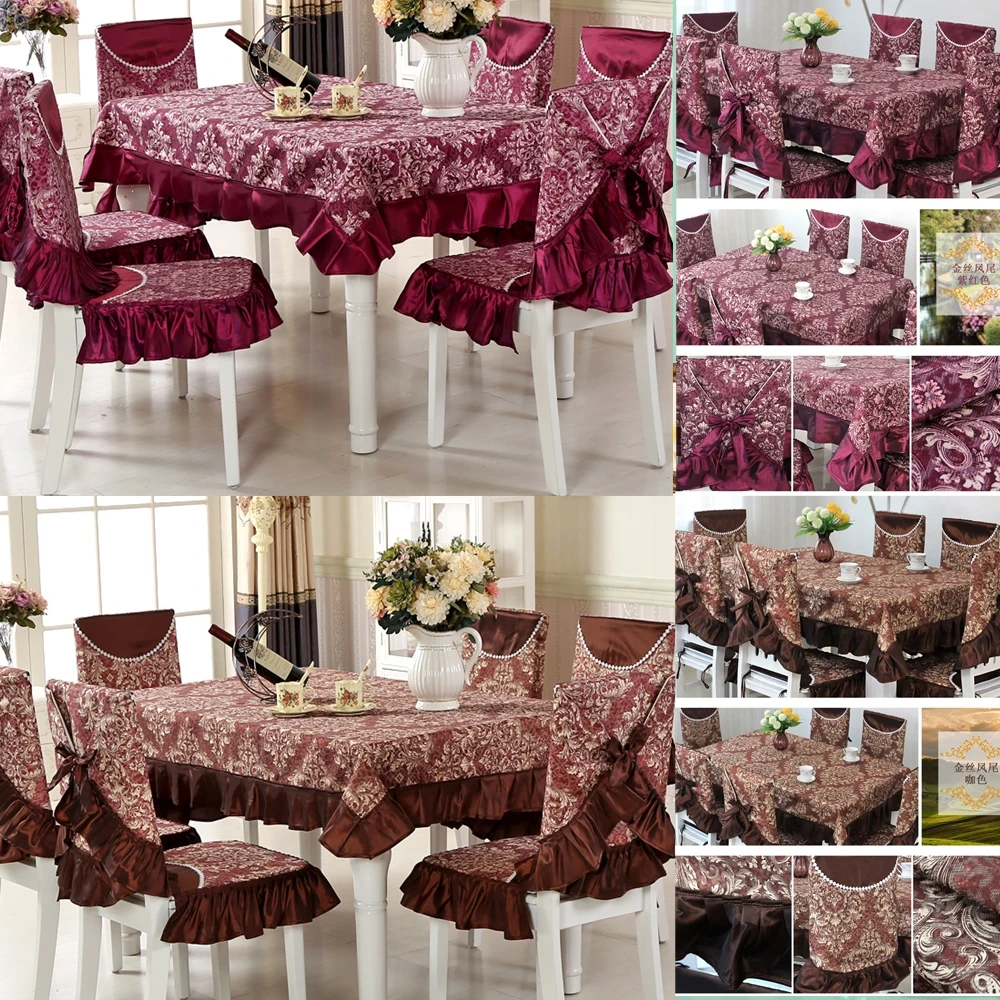 

Clearance! Top Grade Jacquard Square Dining Table Cloth Rustic Cloth Set Christmas Wedding Lace Tablecloths (Only tablecloths)