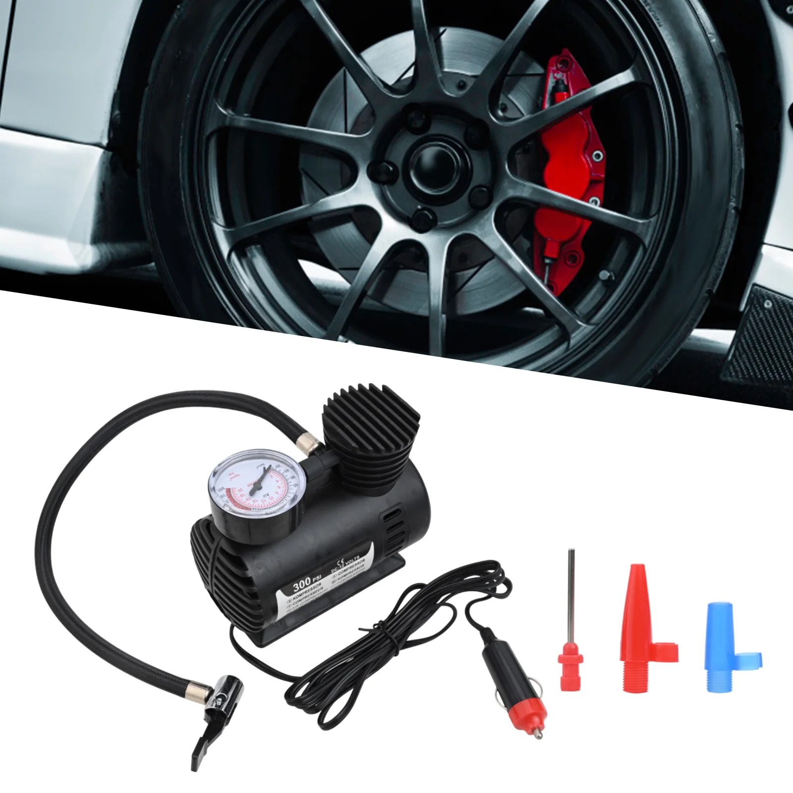 High Quality Practical Brand New Air Compressor Tire Metal + Plastic 1 Pcs 12*13.5*7CM 300 PSI Air Pump DC 12V