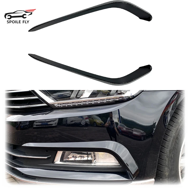 2016 To 2019 For VW VOLKSWAGEN Passat B8 Front Bumper Spoiler Lip Blade Lower Grille Fog Lamp Light Car Sticker Gloss Black