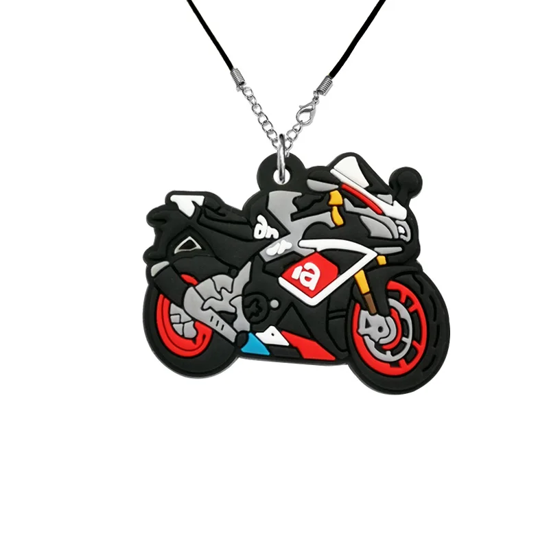 10pcs Motorcycle PVC Necklace Retro Off-road Street Cruiser Pendant Necklace Red Helmet Gloves Pendant Chains Gifts for Women